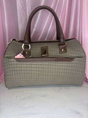 London Fog Brown Houndstooth Top-Handle Satchel
